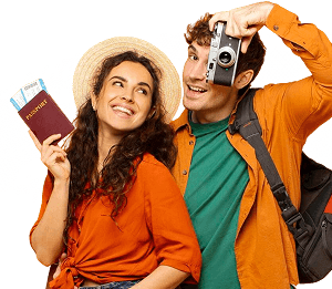 Excited tourists