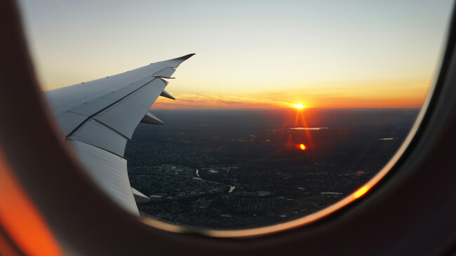 Flight view from airplane window