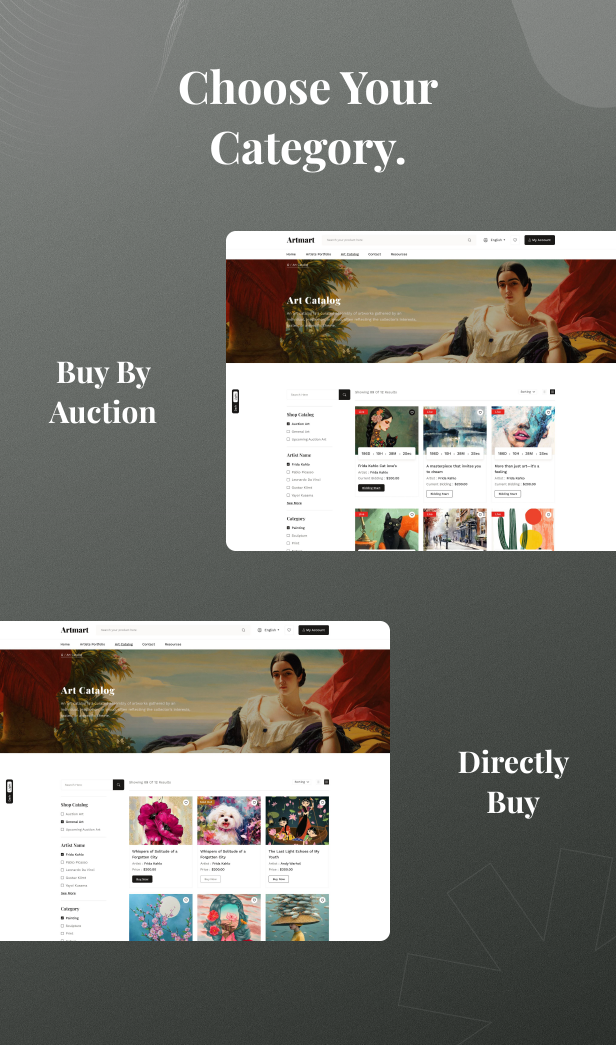 Artmart - Art Gallery & Auctions React Next.JS Template