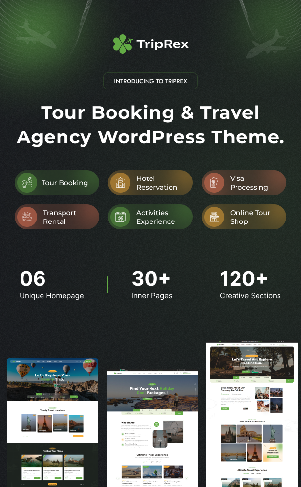 TripRex - Travel Agency and Tour Booking WordPress Theme